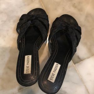 Steve Madden Black sequin slip on low heels